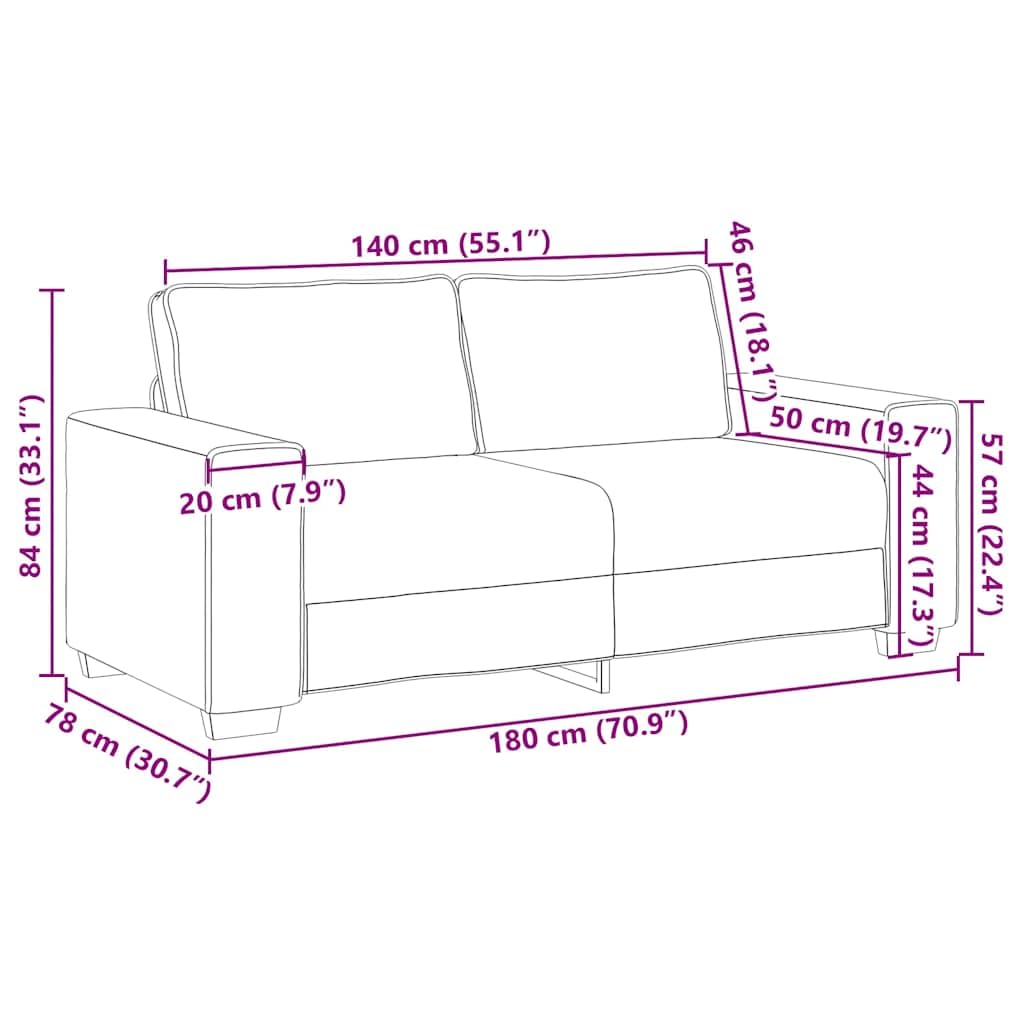 Sofa 2-osobowa, ciemnoszara, aksamitna sofa 180 x 78 x 84 cm, sofa do salonu z szerokimi podłokietnikami, do salonu, pokoju gościnnego, biura