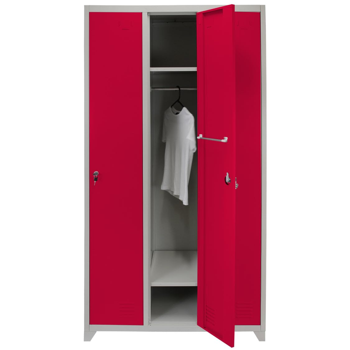 Casier Métallique Rouge et Gris 1 Porte 180x90x50 cm pour Vestiaires Gym École Bureau