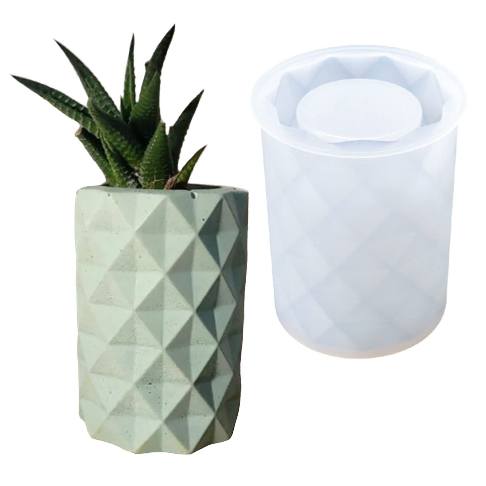 Moule silicone losange pour vase en résine et plâtre durable