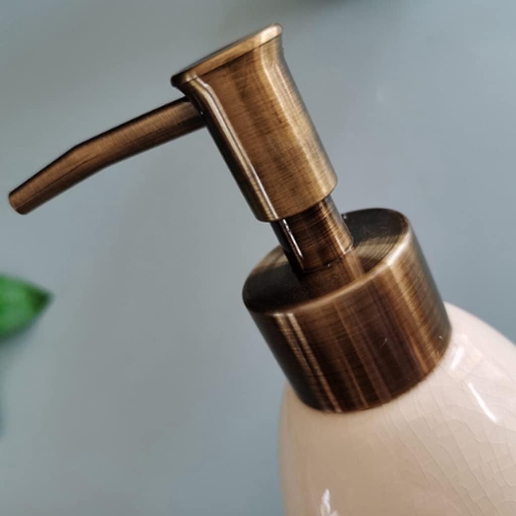 Retro Ceramic Soap Dispenser Large Capacity Pump Bottle Lotion Dispenser Suitable for Hotel Family Bathroom (B)