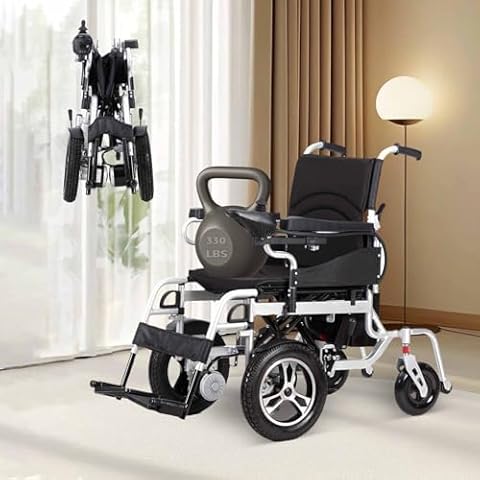 Electric Wheelchair, Lightweight Foldable Power Wheelchairs for Adults,20 Miles Longer Range, Intelligent Folding Motorized Mobility Scooters for Seniors,All Terrain Motorized Wheelchair Cover