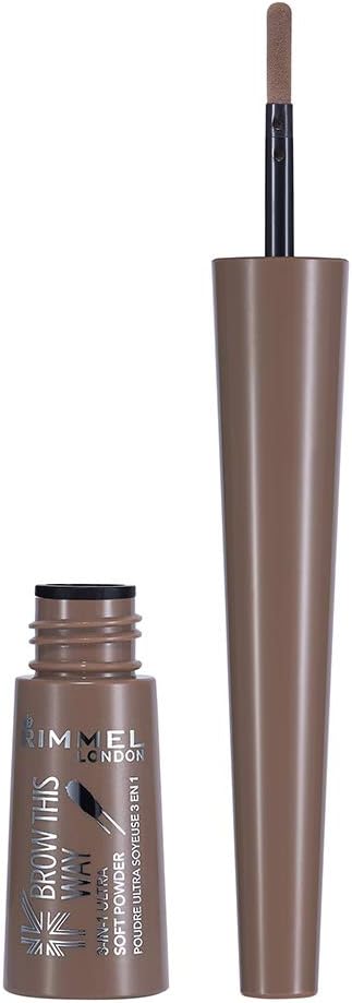 Rimmel London Brow This Way 3-in-1 Ultra Soft Powder, Foolproof Natural-looking Thick Brows, Blonde, 8g