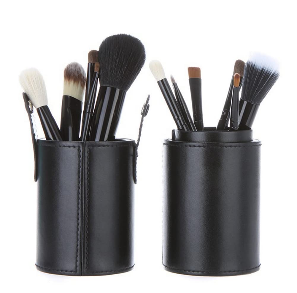 Makeup Brush Holder Black PU Leather Travel Cosmetic Brush Organizer Portable Storage Case for Makeup Brushes for Travel Home Professional Use 9 x 3.1 inch - Image 4