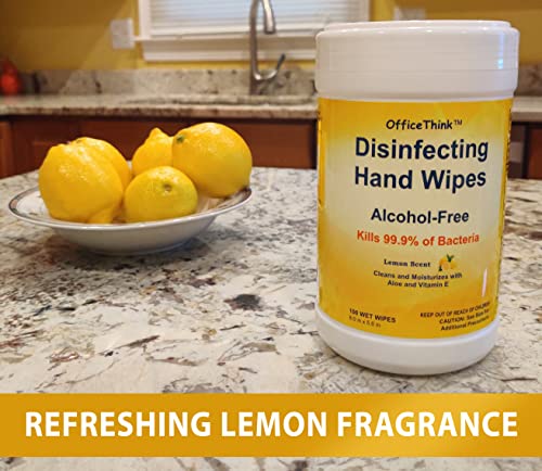 Lenços umedecidos para mãos – pacote com 20, aroma de limão fresco, sem álcool, suave para as mãos,