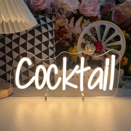 Image of Cocktails Table Neon Sign Desk Lamp Led Beer Bar Neon Lights for Wall Decor Man Cave Club Bedroom Hotel Pub Home Bar Sign Shop Bedroom Home Room Decor Christmas Party Warm White USB Powered 30x13.8 CM