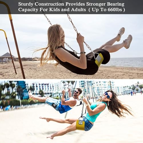 Image of Heavy Duty Flexible EVA Plastic Swing Seat with Metal Triangle Ring for Kids & Adults - Yellow | 300KG Weight Limit
