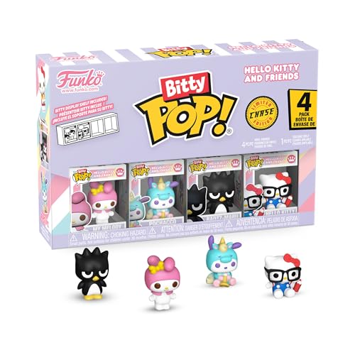 Funko Bitty Pop! 4 Pack: Hello Kitty and Friends - My Melody, Pochacco (Unicorn), Badtz-Maru, Mystery Mini Figure - 1 in 6 Chance of Receiving The Rare Chase Variant - Styles May Vary - 0,9 Pouce