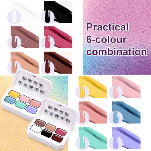 Kit de esmaltes en gel Gradient Painting, 12 colores nude y blanco negro miniatura 2