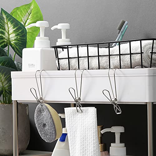 20 Pcs Stainless Steel Clothespins With Hooks, Metal Long Tail Clip With Hooks,Hanging Universal Clips, For Offices, Kitchens And Bathrooms #TOP4