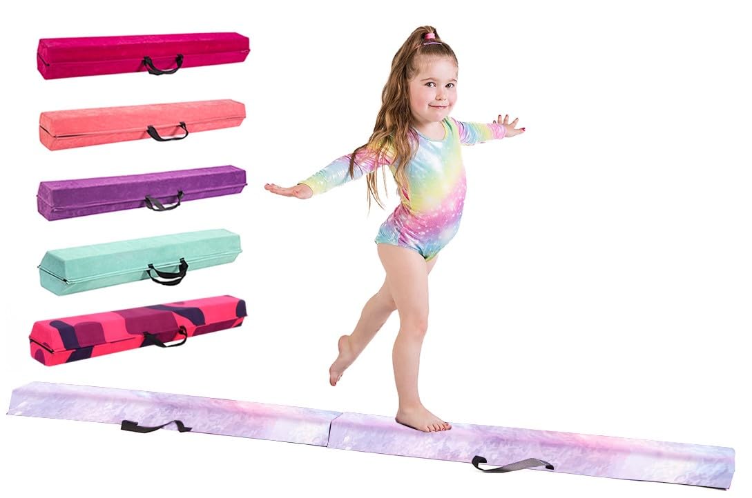 Gymnastics Beam For Kids - Amazing Balance Equipment For Children at Home -210/240/270cm - Faux Suede, High Density EVA Foam - Flash Cards, Carry Straps, Carry Case and Multiple Colours!