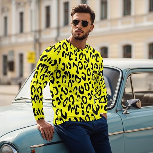 Men's Dry Fit Long Sleeve T-Shirts Lightweight Leopard Print Tops Blouses Athletic Performance for Hiking T Shirt for Men4