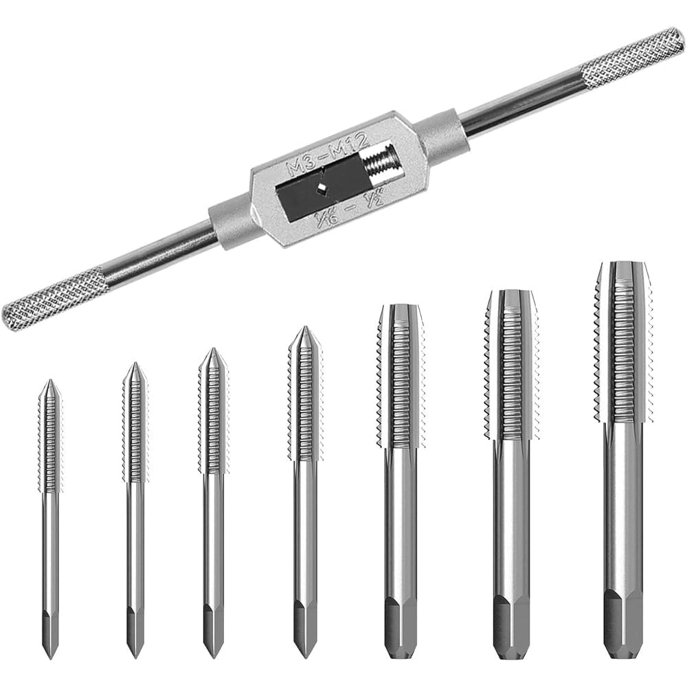 UpToDateTools 8PCS Metric Tap Set,Tap and Die Set,Hand Screw Thread Taps Set,Mini Metric Plug Tap Screw Tap Drill Tap Drill Set Tapping tool M3 M4 M5 M6 M8 M10 M12-image-29
