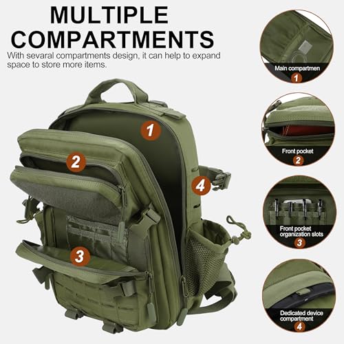 Image of LHI Tactical Military Backpack for Men 25L /45L Large Molle Army Assault Pack 3 Day Hiking Rucksack With Bottle Holder