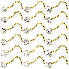 A:18G Screw-14k Gold Plated-CZ 3MM