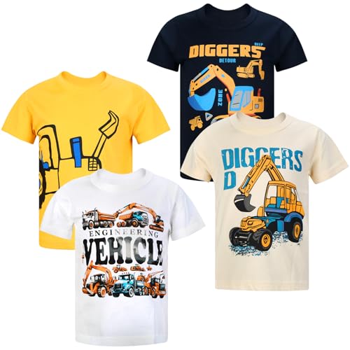 Image of DEEKEY Toddler Boys Shirts Short-Sleeve Little Kids t Shirts Boys' Tops, Tees & Shirts Graphic TEE Age for 2-7 Years 4-Pack