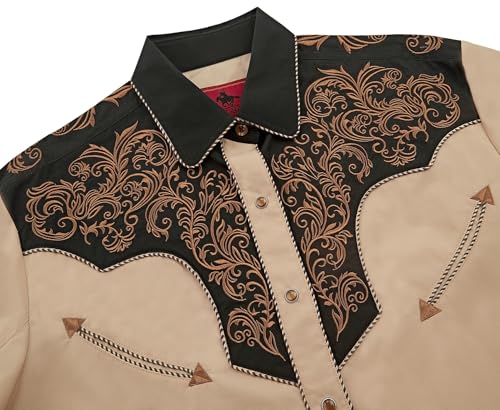 Men's Western Cowboy Shirt Embroidered Exquisite Long Sleeve Regular Fit Snap Button Down Shirts with Embroidery4