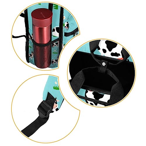 Sac à dos réglable imprimé vache multicolore confortable pour enfant