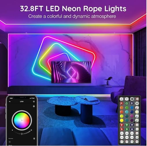 Image of AILBTON 32.8Ft Neon Rope Lights,Flexible Led Rope Lights Control with App /Remote,Multiple Modes Music Sync Gaming RGB Led Neon Lights for Bedroom Outdoor