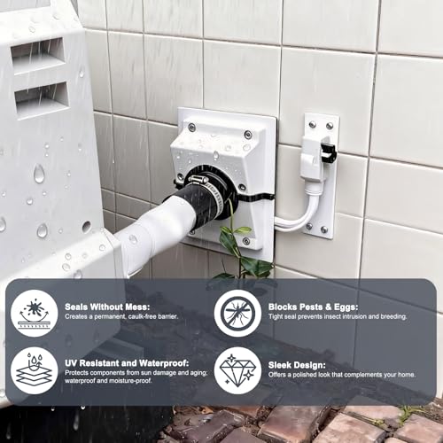 Cargly HVAC Wall Penetration Cover & Line-Set Cover Kit—fit 1 3/4" Insulated Refrigerant Lines UV-Resistant Split Air Conditioning Duct Kit Wall Cover for Indoor and Outdoor AC Systems (White) by Cargly - Used condition - Image 5