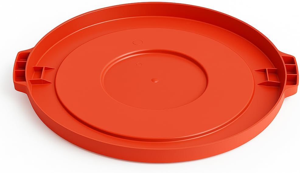 Plastic Round Lid For Trash Can/Ingredient Bin Trash Can Lid Trash Can Lid Hat Outdoor Trash Can Lids (Red, 32 Gallon)