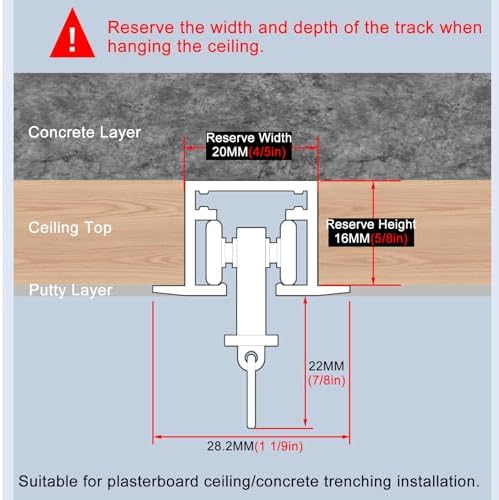 Aluminum Ceiling Curtain Track System - 38ft White Recessed Curtains, Cuttable Single/Double Rod for Privacy Room Divider, Smooth Gliding, Easy Installation