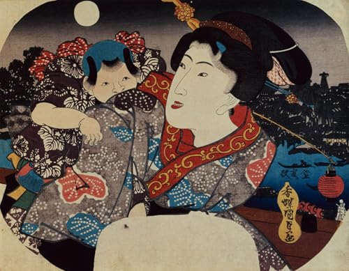 Toile modern Utagawa Kunisada célébrant la tendresse maternelle pour une ambiance sereine