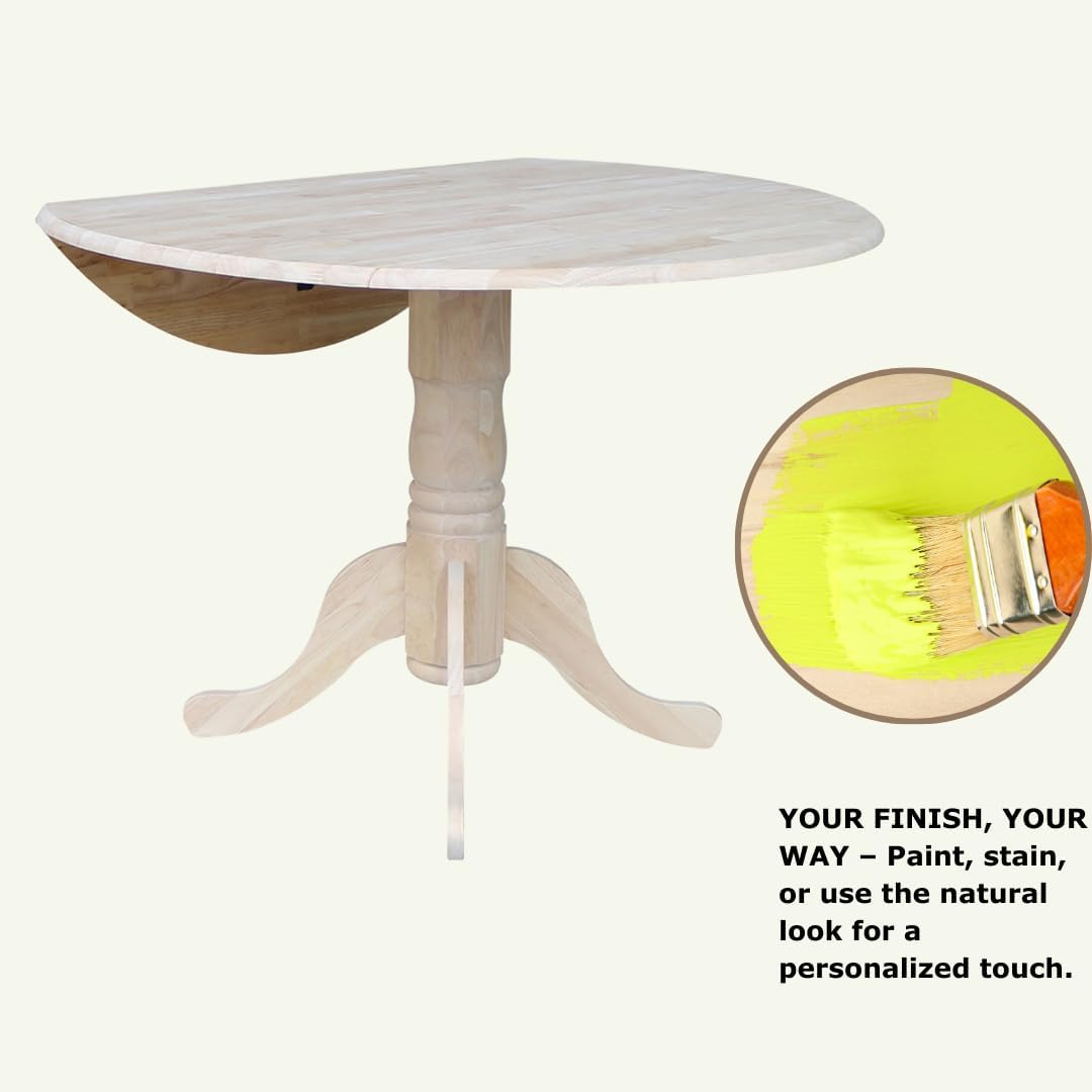 44.5" Round Extendable Wood Dining Table in Contemporary Style