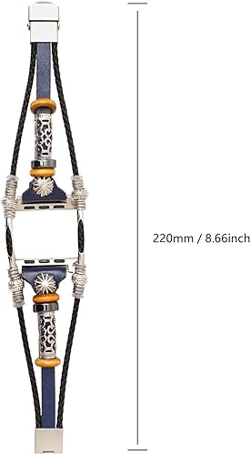 Miniatura 6 de Correa compatible con Apple Watch 1.73", 1.65", 1.58", 1.5" (44, 42, 40, 38 mm) de cuero hechas a mano correa de cuentas bohemias para mujer y