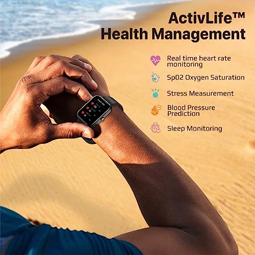 Image of Promate Xwatch-B18 Fitness Smart Watch, 1.8 inch Display Bluetooth Calling, IP67 Water Resistant, Voice Assistant, 15 Days Battery Life, 27 Sports Modes, Real-time HR Monitor, 100+ Watch Faces (Black)