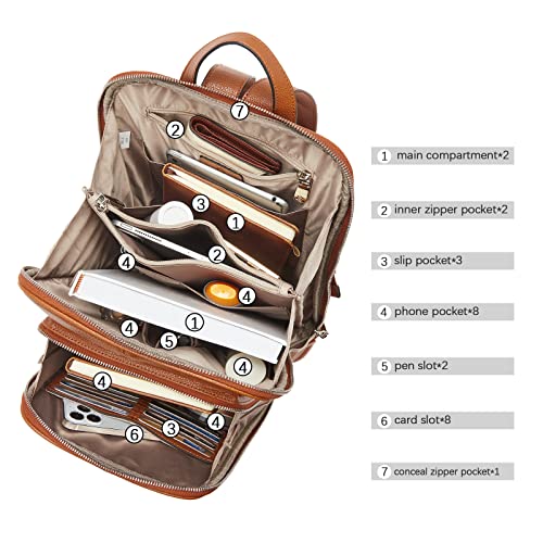 Image of BOSTANTEN Genuine Leather Backpack Purse Casual College Travel Bags for Women