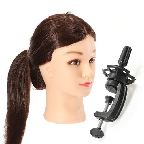 18" 90% Real Human Hair Hairdressing Training Head Practice Model With Clamp