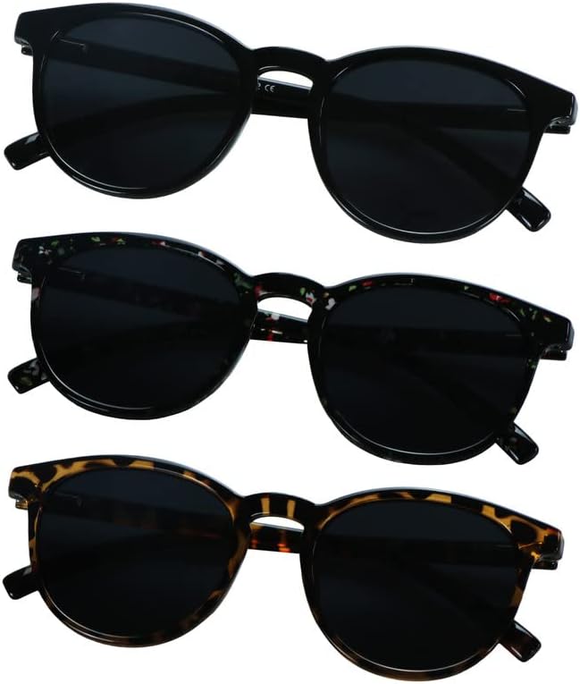 YEIN 3 Pack Sunglasses for Men and Women, UV Protection Outdoor Glasses Vintage Square Full Frame