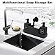 CAUTIOUS 350ML Seifenspender Schwarz Matt Spülbecken Organizer Spülmittelspender Küche Kunststoff Spülmittelspender mit Bürste und Spülschwamm Soap Dispenser Ausgestattet mit 3 Pumpenköpfen