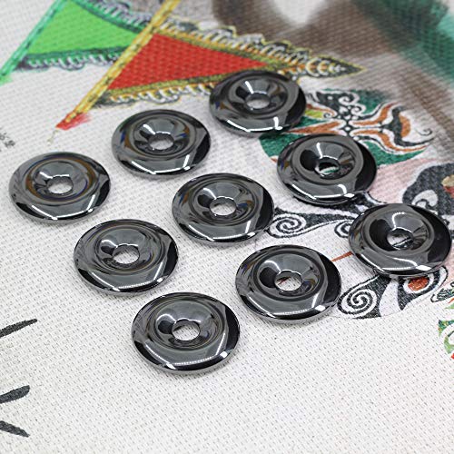 Keleny Natural Black Hematite Gemstones Donut 30Mm Beads Charm Reiki Pendants Adjustable Braided Brown Rope Necklaces 20 Inch #TOP4