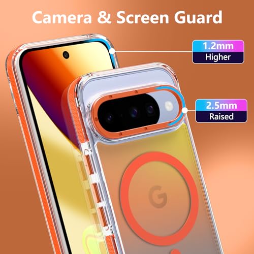 Image of Magnetic Case for Google Pixel 10 /10 Pro [Compatible with Magsafe] [Cute Fashion Fluorescent Design] Shockproof Slim Translucent Matte Case for Pixel 10 /10 Pro 6.3 inch, Orange