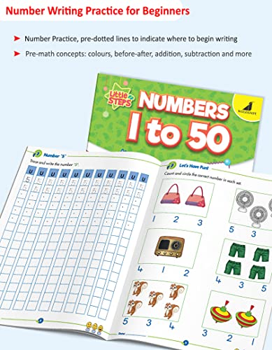 Image of Woodsnipe Maths and Number Practice Books for Kids Age 4 to 5 Years | Learn Numbers 1 to 50, Activities on Shapes, Number Tracing ,Comparison, Addition, Subtraction & More| Set of 2 for Homeschooling