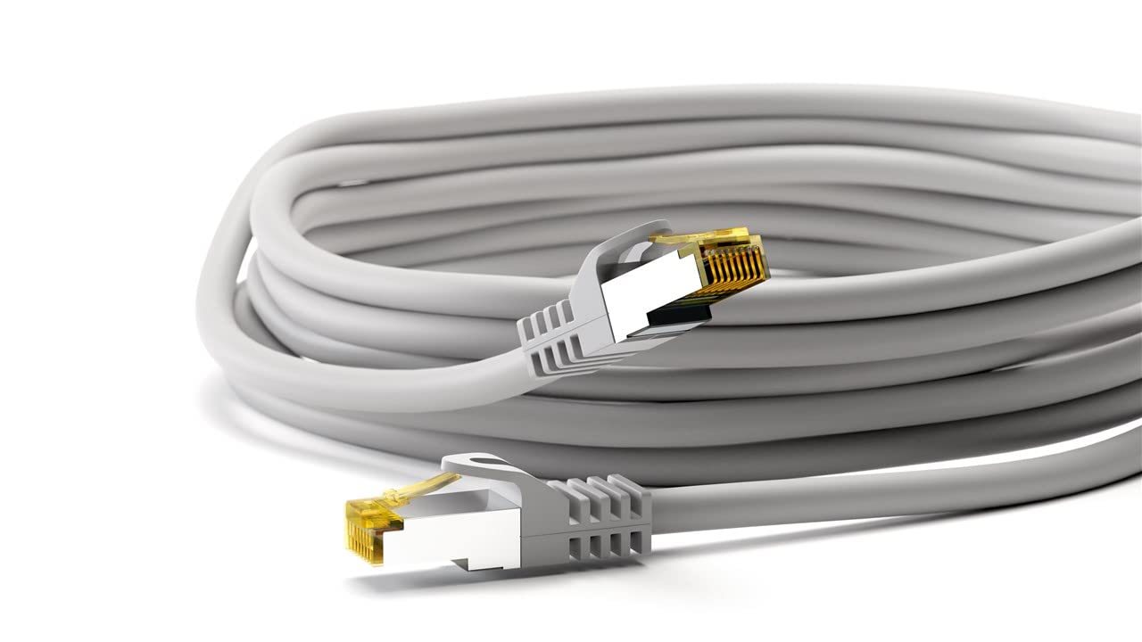 Goobay 91621 RJ45 kabel krosowy S/FTP (PiMF), z kablem rurowym CAT 7, szary - LSZH bezhalogenowy, miedź, wtyk RJ45 (CAT 6A)