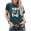 Dog-Mom-Life-is-Ruff-Graphic-Women-T-Shirts-Tees-Lady-Dog-Lover-Letter-Print-Short-Sleeve-Tops-for-Mama Women Dog Mom Shirt Mom Life is Ruff Graphic T-Shirts Funny Dog Lover Short Sleeve Tees Tops