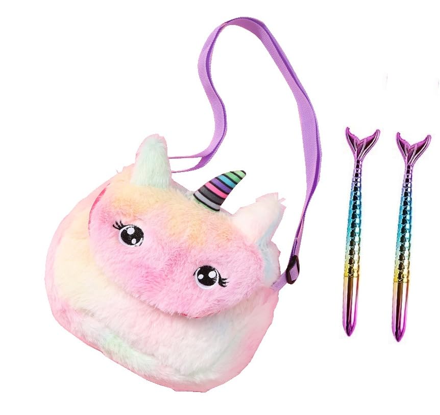Sanjis Enterprise Unicorn plush shoulder bag child plush coin purse little girl shoulder cross body sling bag with Pens. (Uni plush sling +2 Uni led pen) (B08QCX239D) Amazon Price History, Amazon Price Tracker
