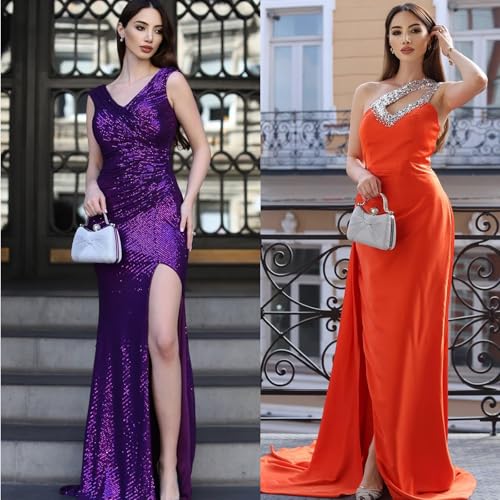 Image of Clutch Purses for Women Handbags Shiny Sequin Wedding Clutch Cross Body Bag Purses with Chain,Wedding Prom Party Club,Gold