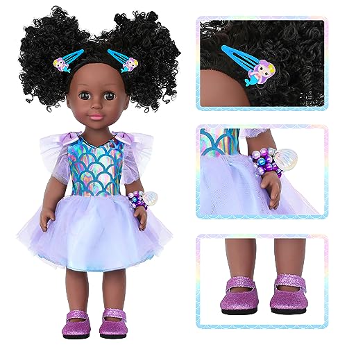 Muñeca negra realista con vestido y accesorios 14.5 pulgadas miniatura 4