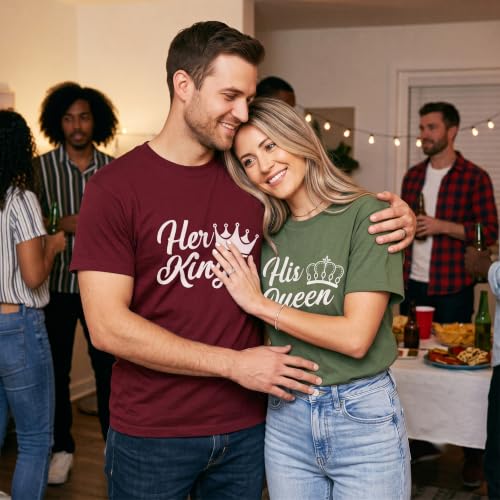 Image of Anniversary Matching Shirts, for Couple, Heart Design T-Shirt Set, Wedding Present, Honeymoon Outfit