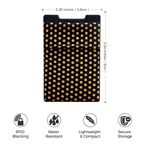 Image of RFID Blocking Phone Card Wallet Stretchy Lycra Wallet Pocket Credit Card ID Case Pouch Sleeve Adhesive Sticker Compatible with iPhone Android Smartphones (Polka Dot Yellow)-2PC