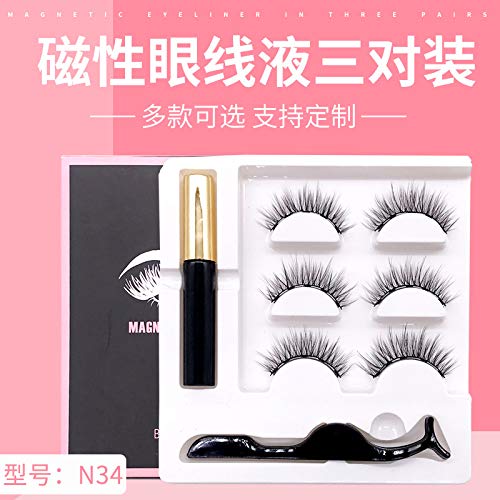 Andoer Conjunto de cílios postiços magnéticos com máscara aplicadora 3D preto magnético falso cílios