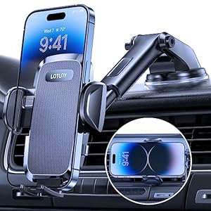 LOTUNY Universal Phone Mount for Car, [Powerful Suction] Hands-Free Cell Phone Holder Car, Phone Holder for Car Dashboard Windshield Air Vent, Compatible with iPhone 14 13 12 11 Pro Max All Phones