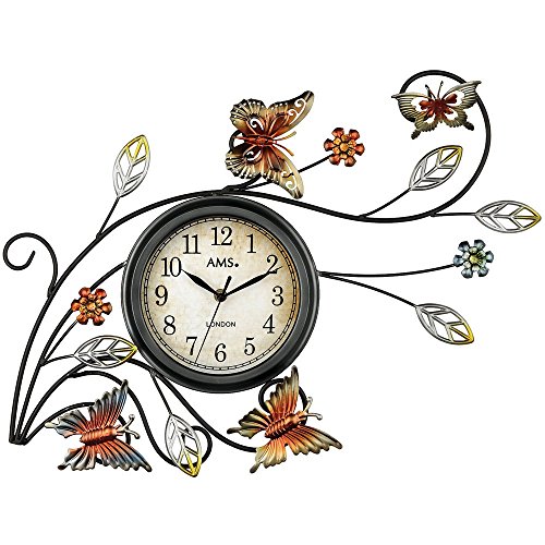 Horloge murale AMS 9446 pendule en bois noble de qualite