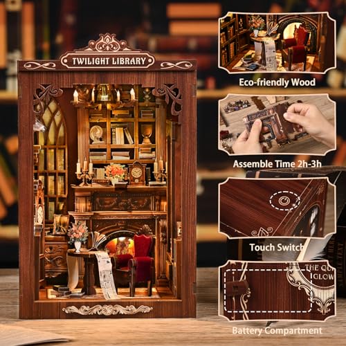 Sagiterra DIY-Miniatur-Puppenhaus-Bausatz, Bücherregal-Bausatz, 3D-Holzregal-Dekoration für Familie und Freunde… – Ansicht 6