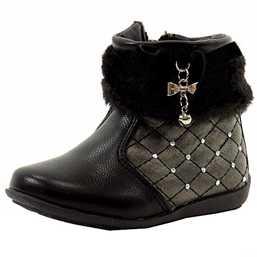 Laura Ashley Toddler Girl's Studded Black Fashion Boots Shoes Sz: