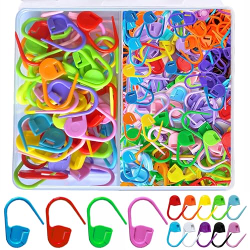 Image of 130Pcs Standard & Large Jumbo Locking Stitch Markers for Crocheting Knitting,Plastic Safety Pin Yarn Crochet Hooks Stitch Marker,Crochet Markers Clips Row Stitch Counter 2 Sizes (Assorted Color)