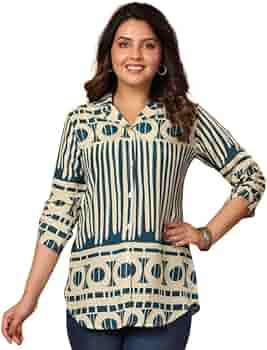 KAFTANIZE Teal Green Abstract Printed Tunic in Russian Silk